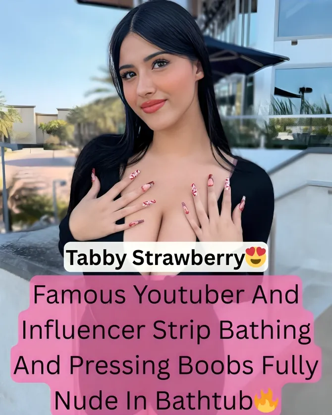 Famous Youtuber Tabby Strawberry Fully Nude In Bathtub Pressing Her Big Boobs