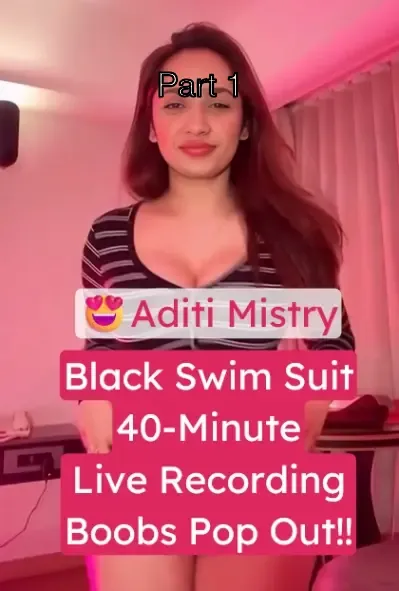 Aditi Mistry Viral Black Swim Suit Nude Boobs Pop out 40-Minute Live Recording – Part 1
