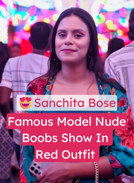 Bong Model Sanchita Bose Shows Her Boobs In A Red Outfit
