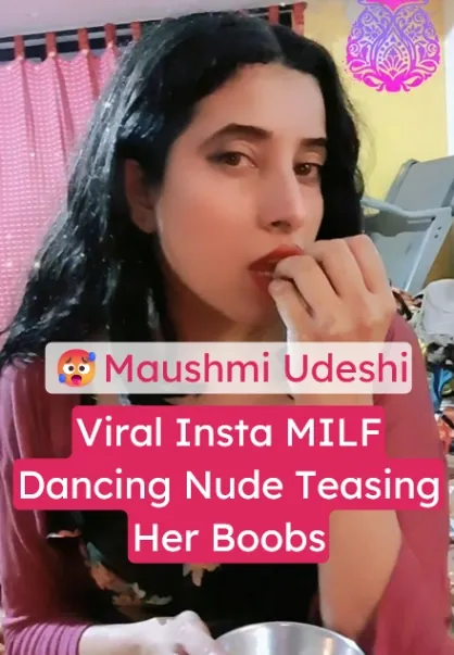 Desi MILF Maushmi Udeshi Nude Dancing and Teasing Her Boobs in Fluffy Robe