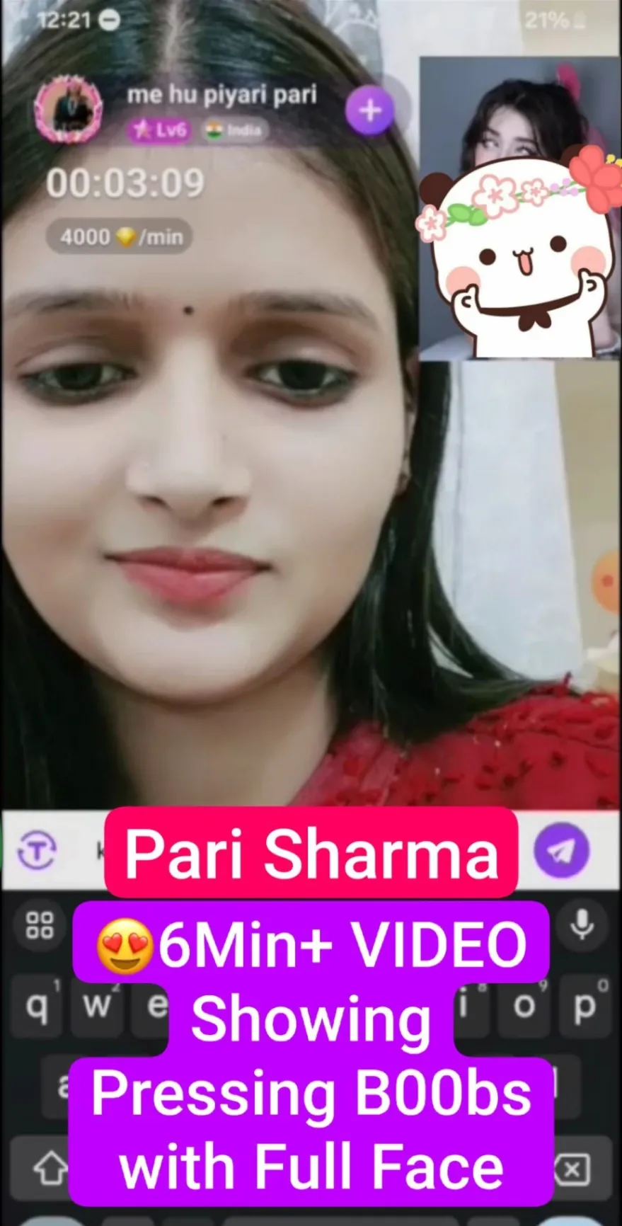 Pari Sharma Nude Chamet Live Showing Pressing Boobs with Cute Expressions