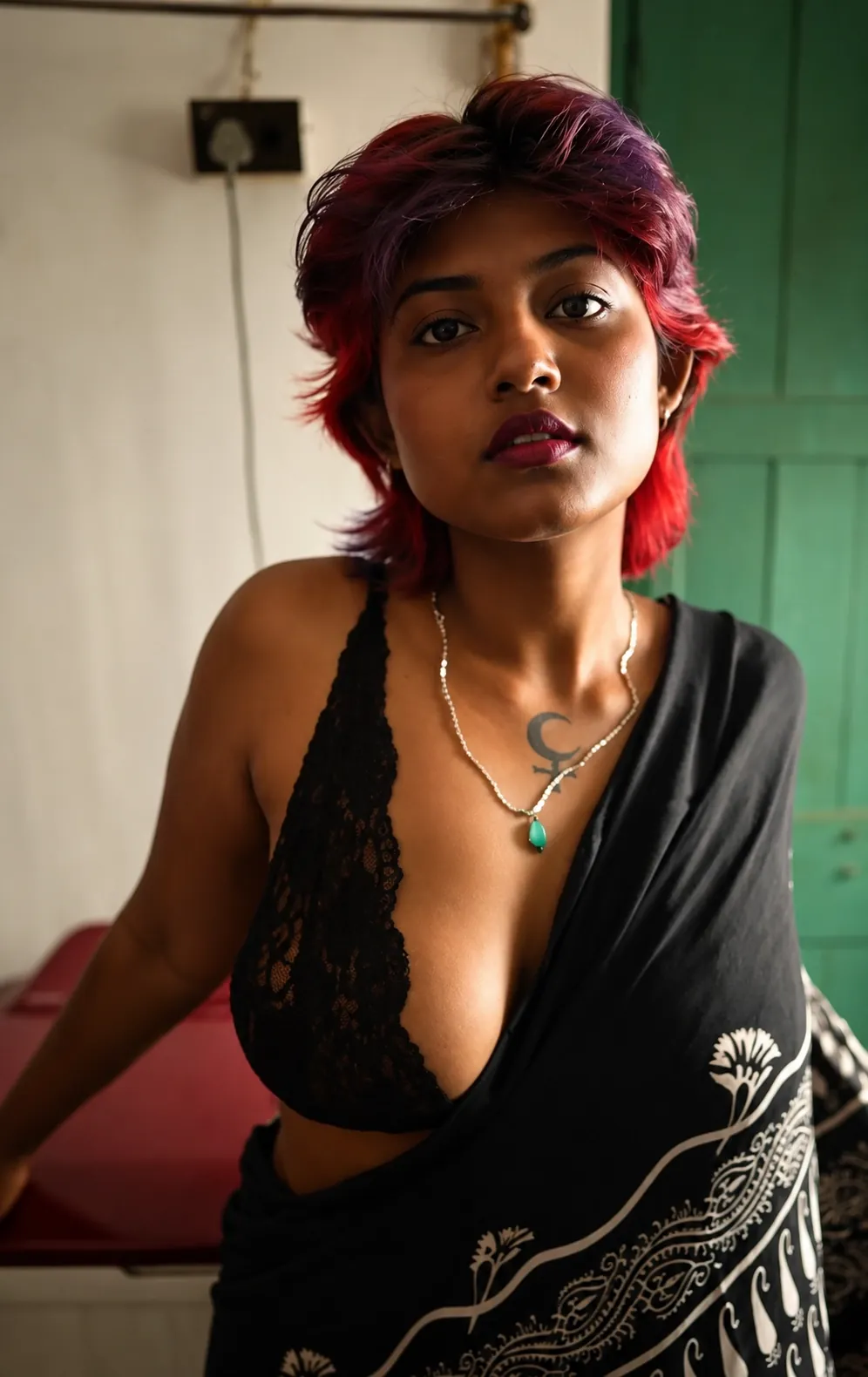 Bengali Beauty Darshana Chatterjee Stripping Black Saree Full Naked Shows Off Boobs And Ass
