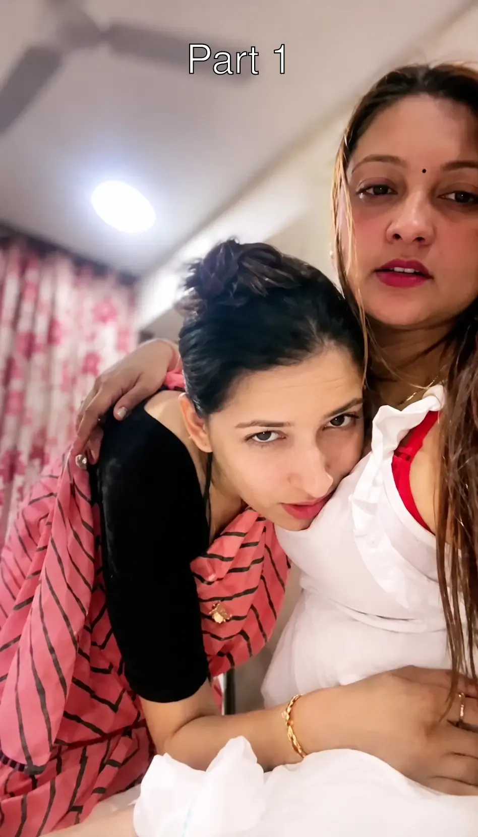 Lesbian Couple Pressing Boobs And Hugging Teasing Each Other Live On Cam – Part 1