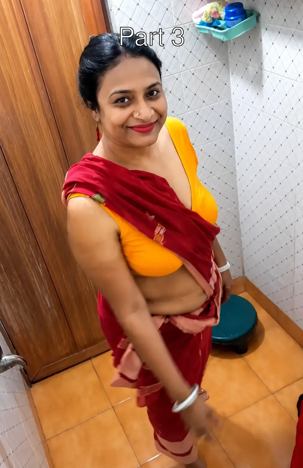 Indian Bhabhi Mita Das Dey Leaked Videos Bathing In Saree Her Boobs Shows – Part 3