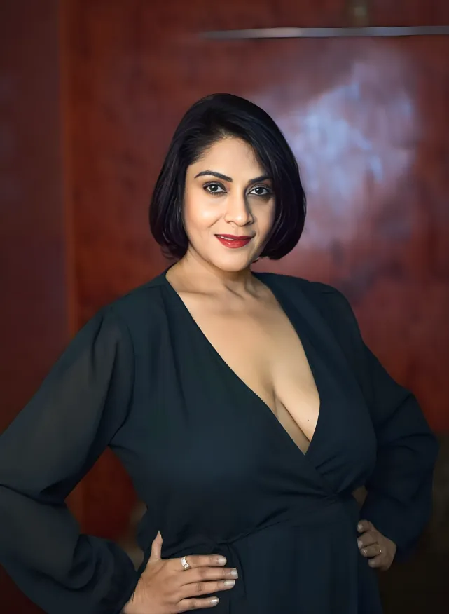 Famous Bengali Actress Sanchita Sajjan Teasing In See-Through Netted Black Lingerie Exposing Nipples