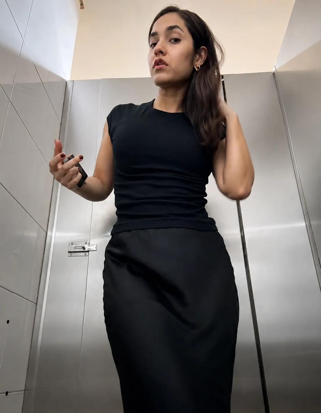 Desi Slut Fathima Showing Off Nude Body in a Public Restroom Bounces Her Boobs And Moan Live