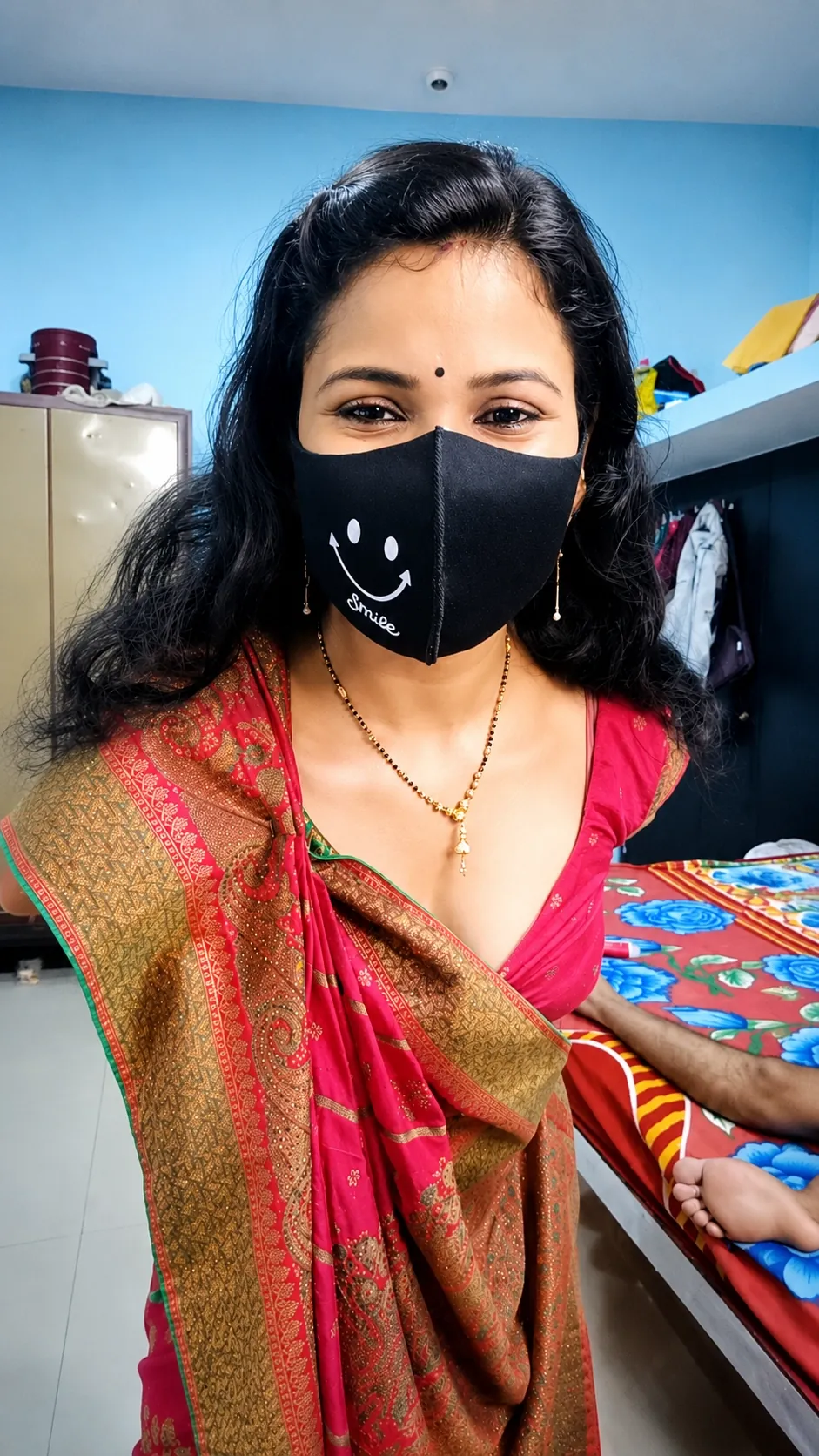 Indian Bhabhi In Saree Strips Panty And Spread Pussy Gets Her Boobs Pressed And Nipple Sucked