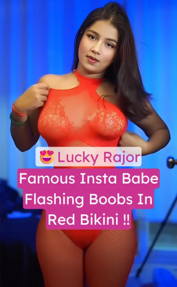 Famous Insta Babe Lucky Rajor Nude Boobs Flashing In Red Bikini Leaked Video