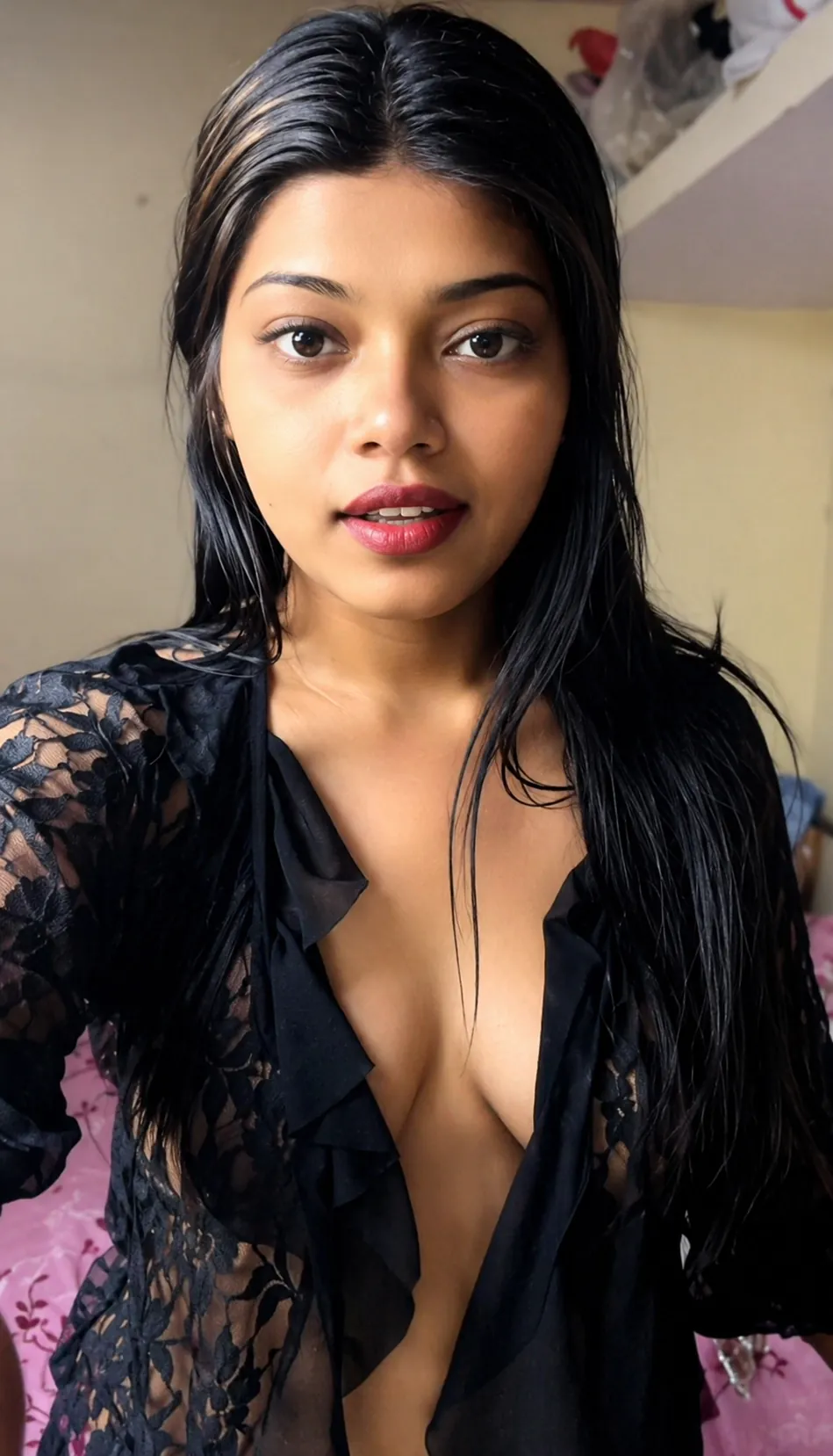 Sexy Girl On Tango Boobs Visible In See-Through Top Before Stripping Completely Nude