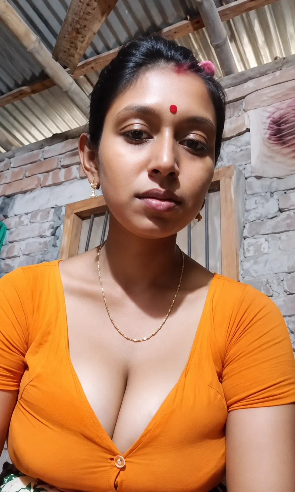 Village Bhabhi Showing Her Big Boobs Pinching Her Nipples And Gets Pussy Licked On Cam